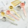 Colher de Café Ouro Rosa Aço Inoxidável 30ML Colher de Medida Colher de Medida de Cozinha Colher de Medida para Leite em Pó 15ML Colher para Pó de Fruta em estoque