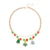 Accesorios para Fiesta de Navidad Europeos y Americanos Transfronterizos Moda para Mujer Cadena para Clavícula Collar con Colgante de Árbol de Navidad Anciano Campana Colorida