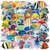 50 Pegatinas de Graffiti de Animales Marinos Peces Transfronterizos Doble Cara Pegatinas Decorativas Impermeables para Mascotas Pared Libro Diario