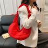 Bolso de Hombro para Mujer 2025 Primavera Nueva Moda Estilo Universitario Bolso Tote Gran Capacidad Oblicuo Algodón Acolchado Traje Satchel Bolso de Mujer