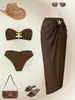 Nuevo traje de baño de estrella de mar de comercio exterior, falda pareo de playa europea y americana, traje de baño de tres piezas transfronterizo, conjunto popular de alta gama, en stock