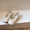Estilo Tweed Laço Sapatos Franceses Infantis Sapatos de Couro para Meninas Pequenas Sola Macia Boca Rasa Sapatos de Princesa Infantis Sapatilhas de Bebê