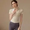 Camiseta Cropped de Yoga Feminina com Gola Alta e Zíper, Elástica, Justa ao Corpo, Pode ser Usada ao Ar Livre para Corrida e Fitness