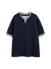 Camiseta de Manga Corta con Cuello Redondo, Color Sólido, Ajuste Holgado, Estilo Retro Americano, Peso Pesado, Sin Planchar, Unisex, para Verano, Negro