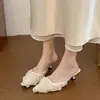 Primer Encuentro Estilo Hada Mules de Malla Floral con Punta Aguda para Mujer Modelo Nuevo 2026 Mules Elegantes con Tacón de Gato para Uso en Exteriores