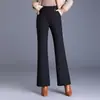 Calça Flaire Preta Nova de Outono 2026 para Emagrecer, Calça Cauda de Peixe Elegante com Caimento Slim para o Trabalho, Calça de Cintura Alta com Leve Flare