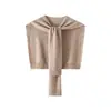 Xale Pequeno 100% Lã Combinado com uma Camisa, Adequado para Ambientes com Ar Condicionado, Lenço Decorativo Protetor de Ombros, Elegante Xale de Tricô com Nó para Ombros