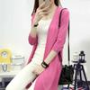 Cardigan fino de verão para mulheres com manga de três pontos Midi Hollow Large Size Loose Coat Camisa de ar condicionado