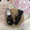 2026 Verano Estilo Japonés Orejas de Gato Volante Punta Redonda Ultra Suave Lolita Estudiante Zapatos Individuales Pequeños Slip-on Cómodos Versátiles