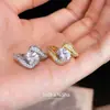 Anillo abierto ovalado de circón bañado en oro real de 18 quilates, anillo para el dedo índice de estilo nicho de alta gama, joyería vintage simple para mujer