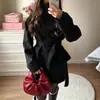 Colección nueva de otoño e invierno INS transfronteriza europea y americana: chaqueta corta de doble botonadura versátil, elegante y chic con cuello mao, adecuada tanto para hombres como para mujeres