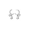 Aretes de Plata Nalan s925 Delgados Pequeños Estilo Luna Curva Modernos Simples con Incrustaciones de Diamantes Gotas de Agua Aretes Dulces G9894