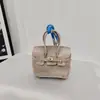 Bolsita de piel charol con patrón de cocodrilo, mini bolso casual platino pequeño, bolsa para auriculares, bolsa con colgante de coche lindo, varios colgantes de bolso