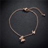 Nueva Pulsera de Moda de Estilo Coreano de Doble Capa Mariposa Lujo Ligero Acero Titanio Oro Rosa Pulsera Mariposa Escarchada Joyería para Hombres y Mujeres