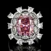 Anillo directo de fábrica con incrustación de cobre y gemas de colores, circonita verde Paraíba, corte rosa, estilo femenino de moda, venta al por mayor de joyería brasileña de alta gama