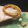Pulsera de Cuentas de Buda de Múltiples Círculos de Sándalo y Bambú, Pulsera de Moda de Madera con Loto para Hombres y Mujeres, Joyería de Rosario, Regalos