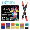 Producto popular transfronterizo: Marcador Acrílico de Doble Punta con Punta Suave, Bolígrafo de Dibujo Específico para Estudiantes, Dos Colores en una Sola Pasada, Bolígrafo Acrílico de Color Apilable