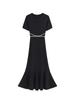 Xiaoxiangfeng Treze Linha Mulheres Gelo Seda Vestido Tricotado Mulheres Vestido de Verão Sobre o Joelho Longo Quadril Preto Fishtail Saia