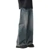 Venta al por mayor de fábrica Jeans de pierna recta lavados estilo americano para hombre Pantalones largos casuales de otoño Sueltos Tallas grandes Pantalones de pierna ancha retro