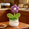 Produto Acabado Transfronteiriço Rosa Tricotada à Mão em Vaso Decoração para Casa Flor Artificial Tricotada Mini Ornamento para Mesa de Escritório