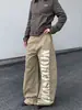 Jeans Retro Americano com Estampa de Letras Scimitar para Homens e Mulheres, Novas Calças de Trabalho Cáqui, Calças Largas Soltas de Comprimento Total