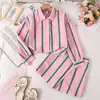 Ropa para niños Camisa Casual de Manga Larga a Rayas y Shorts
