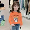 Camiseta de Algodão Puro para Meninas de Manga Longa, Estilo Infantil com Gola Redonda para Primavera, Outono e Inverno, Nova Camisa Base para Roupa Externa, Top Estilo Ins