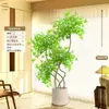 Planta Artificial Verde Nandina Bambu Planta Falsa High-End Luxo Leve Árvore Decorativa para Sala de Estar Ornamentação de Chão Interna Grande em Vaso