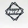 10 decoración de pastel polvo dorado insertable padre, madre, mamá y papá, bandera, tarjeta de Feliz Cumpleaños en chino e inglés