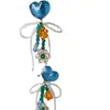 Aretes Flor de Cristal Azules con Perlas Únicos Muestran la Cara Pequeño Lazo Chica Dulce Femenina Aretes de Perlas Aretes de Moda