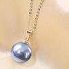 [Fábrica] Plata de Ley S925 Perlas de 12-16MM Oro Champán Morado Perla de Imitación Collar Colgante Cadena para Clavícula de Mujer