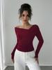 Top Versátil para o Trabalho Outono 2026 Novo Europeu e Americano Cruzado Cor Sólida Moda Ombro Assimétrico Slim-Fit Manga Longa