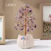 Árbol de la Fortuna de Cristal Tejido a Mano con Grava de Cristal Decoración de Escritorio para el Hogar y la Oficina Adornos de Regalo Creativos