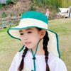 1155 Chapéu Infantil Meninos e Meninas Bebê Verão Exterior Proteção Solar Chapéu de Sol Aba Larga Proteção de Pescoço Duas Cores Chapéu de Pescador