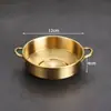 Creativo Bol de Acero Inoxidable para Postre con Doble Asa, Bol Dorado para Agua Azucarada, Bol para Hielo Raspado, Moderno Bol para Vino de Arroz
