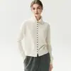 Diseño reversible~ Cárdigan de punto de cachemira suave súper elegante para mujer, cuello alto, corte holgado, chaqueta suéter cálida