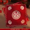 Pañuelos Rojos de Boda con Palabras Felices, Pañuelos Cuadrados Pequeños para Bodas, Pañuelos de Boda Estilo Chino, Artículos de Dote Nupcial