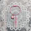 Llavero de acrílico de doble cara con texto de caqui, lindo, creativo y práctico, pequeño regalo, colgante de anillo de alambre
