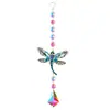Atrapasoles Decoración de Jardín Mariposa Libélula Campana de Viento Incrustada de Diamantes Colgante Cruzado Suministro Transfronterizo Rejilla de Cuerno Colgante de Cristal