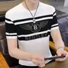 Camiseta de Manga Corta de Seda de Hielo para Hombre Nueva Marca de Moda Cuello Redondo Manga Media Moderna Verano Casual Corte Ajustado Capa Base 1/2 Piezas