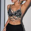 AYJ Europeu e Americano Amazon sexy vazado verão novo pedra preciosa corrente de metal camisola de biquíni