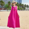 Vestido de Algodão e Seda de Alta Qualidade para Mães, Super Estiloso, Novo Modelo 2026, Vestido Regata de Verão Estilo Férias Relaxantes para Mulheres