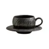 Elegante e simples conjunto de xícara e pires de café com padrão de pedra, caneca e colher para uso doméstico, uso pessoal, xícara para latte art, copo de água