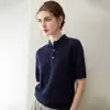 Nuevo suéter de cachemira pura para otoño e invierno para mujer, tejido de punto con cuello POLO, jersey de corte holgado para usar como capa base