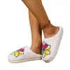 Zapatillas de Algodón Populares para Mujer con Suela Gruesa, Bordado de Mariposa Transfronterizo, Lana Gruesa, Venta al por Mayor Transfronteriza, Otoño e Invierno