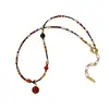 Nueva Moda Retro Versátil Estilo Étnico Collar de Cuentas de Ágata Roja Lujo Ligero Nicho Joyería Elegante de Gama Alta para Mujeres
