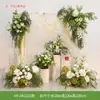 Paisaje de cañas ventana de otoño arreglo de flores artificiales decoración soporte de madera de cuerno de vaca boda escena de flores artificiales paisaje flor