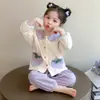 Pijama de Algodón para Niñas Primavera y Otoño Conjunto de Cárdigan de Manga Larga para Niños Aliento de Primavera Estilo Princesa para Bebé Ropa de Casa