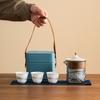 Fabricante Juego de Té de Viaje Shanshui Una Tetera Tres Tazas Camping al Aire Libre Juego Portátil para Preparar Té Cerámica Taza Rápida