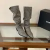 Botas de Ciclismo Plisadas Chuyuji para Mujer, Botas Martin de Caña Alta Adelgazantes para Otoño e Invierno, Botas de Moda con Tacón Grueso 2026
